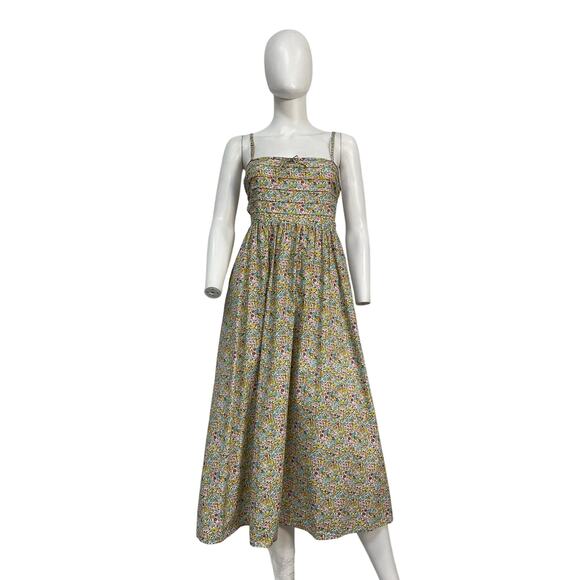 For Love & Lemons 'Raleigh' Green Cotton Midi Dress Size S - Picture 2 of 5